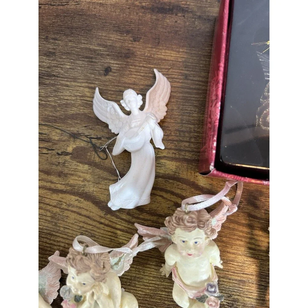 Vintage Angel Christmas Tree Ornaments Cherubs Lot Of 9 Holiday Decor Mixed Set